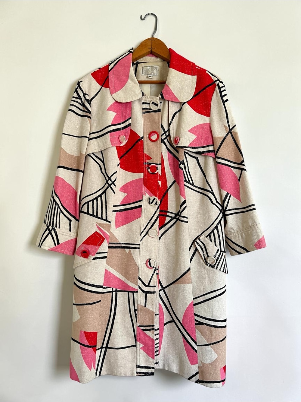 Vintage Alberto Makali 90s Does 60s Shimmery Abstract Lightweight Coat